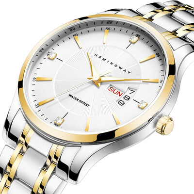 

HEMINGWAY Commercial Fashion Calendar Stainless Steel Quartz Mens Watch
