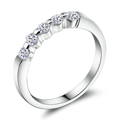 

Yoursfs@ Sparkly 5 Cubic Zirconia Rings 18k White Gold Plated Fashion Rings Band