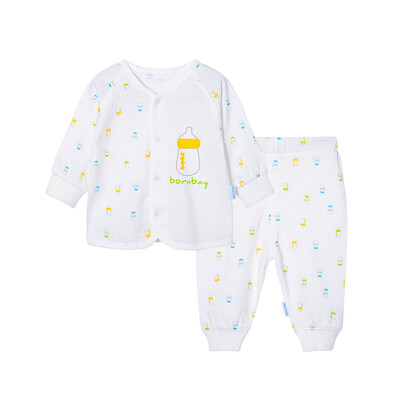 

Beibei Yi Bornbay Set 2017 Spring&Autumn Four Seasons Printing Series Cotton Front Button Long Sleeve Set BB8096 Light Blue 66