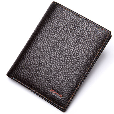 

Aokang men&39s wallet head cowhide wallet men&39s multi-card male short section of the vertical section wallet 8731705032 brown