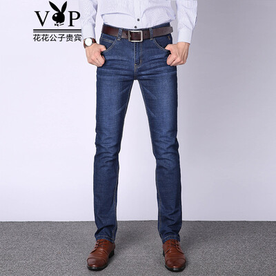 

Playboy VIP Collection PLA7002 Business casual Slim straight stretch jeans Male blue black 30