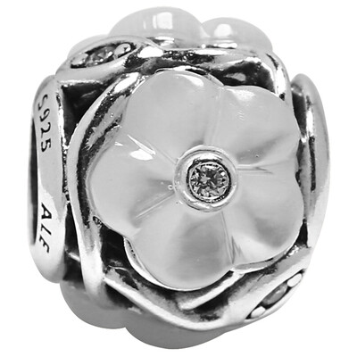 

PANDORA Pandora bright flower 925 silver white mother of pearl string bracelet beads 791894MOP