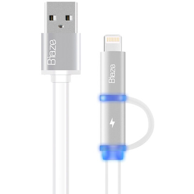 

BIZE Micro USB&Lightning 8 pin charging&data transfer cable white
