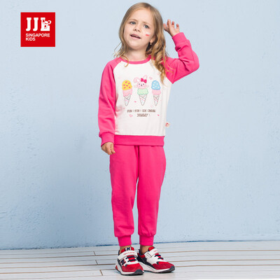 

JJLKIDS Partner Club children's clothing girls autumn kit girls children's children's sweater trousers two-piece sets GCZ73141 rose red 100