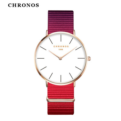 

Женские модные часы 2017 Мужские часы из нейлона CHRONOS Rose Gold Ladies Элегантные часы Мужские Простые наручные часы