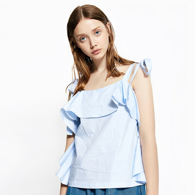 

UR youth women harness straps strapless fashion printing shirt YU14S2CN2000 light blue S