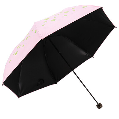 

【Jingdong Supermarket】 Paradise umbrella UPF50 + all shade black rubber silk screen fruit three fold mushroom pencil sunny umbrella umbrella blue green 30074ELCJ