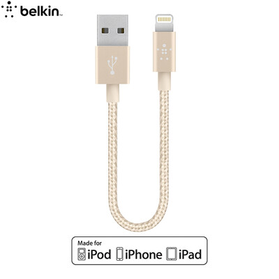 

Belkin Apple MFi Certified Nylon Braided Charging Data Line Lightning Lightning Interface for iPhone7 Plus / 6s Plus Gold 15cm