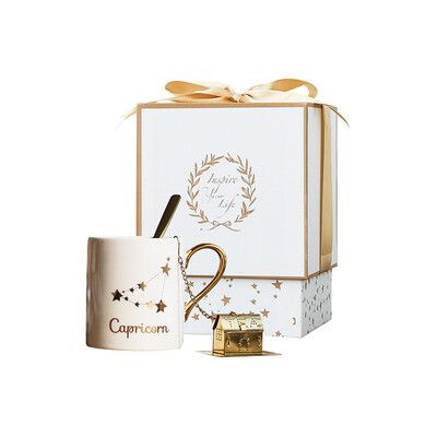 

【Jingdong Supermarket】 Mizi Home Twelve Constellation Creative Ceramics Mug Cup / Capricorn Coffee Cup / Send Girl / Boys / Gui Mei Gifts / Birthday Gift Set With Spoon