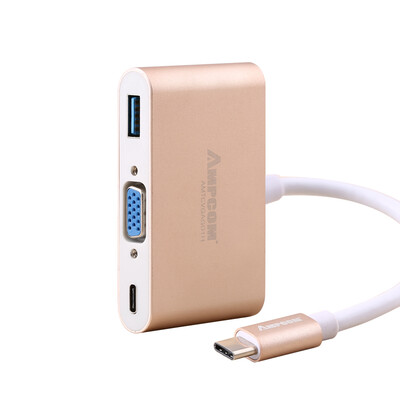 

AMPCOM AMPCOM Type-C to VGA HUB USB-C 30 Charger HD Converter Macbook Millet Air Notebook Adapter Aluminum Alloy Gold