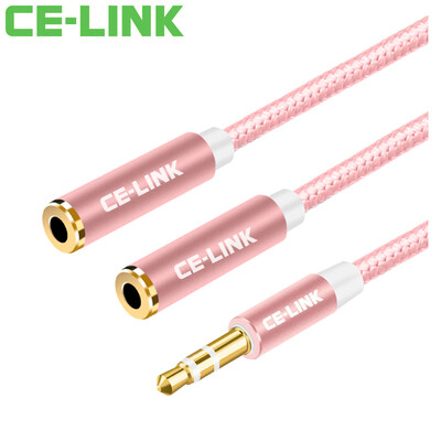 

CE-LINK 2432 Audio cable One minute extension cable 02M 35 Stereo audio cable Headset Splitter Mobile phone Flat audio cable Rose gold