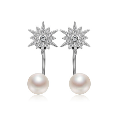 

Beijing Run Pearl Qiao Xiao 925 silver inlaid white freshwater pearl earrings earrings earrings 7-8mm