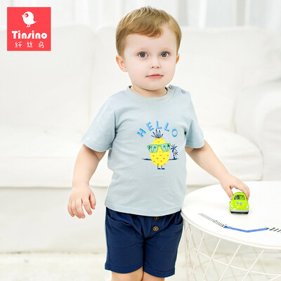 

(TINSINO) children's clothing children's summer set children's boy baby cotton leisure short sleeve sets of stars cactus light orange 80