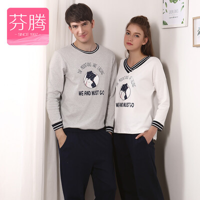 

Fen Teng FENTENG couple pajamas male spring 2017 new cute cartoon casual home suits men L9714287 flowers gray XXL