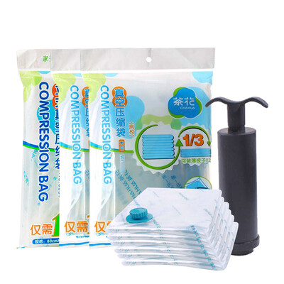 

Camellia vacuum thickening compression bag storage bag cotton quilt travel bag 9 piece set 1 vertical 2 large 6 in hand pump