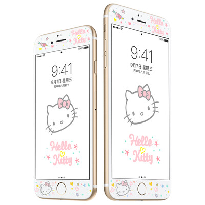

Hello Kitty Apple, iPhone8 / 7 закаленное фильм полный мультфильм охват мобильного телефона защитная пленка 3D цветная пленка мягкая граница сломанной Сердце Xiangxi