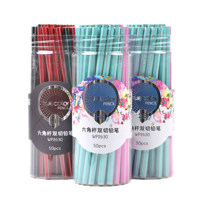 

True color TRUECOLOR 2B hexagonal wood pencil sketch drawing student pencil calligraphy writing paint bar double cut 50 barrel WP2630-2B