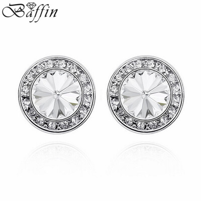 

BAFFIN Round Stud Earrings With Austrian Crystals For Women Fashion Jewelry Gifts
