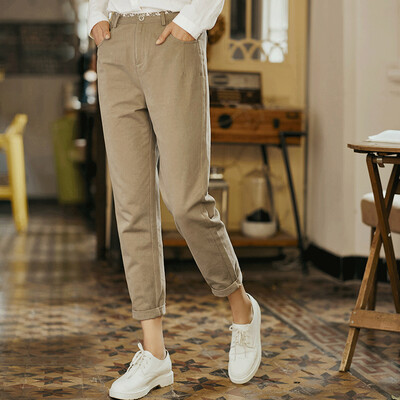 

Yiman (INMAN) 2017 autumn new waist nine points leisure loose net color nine points pants 1873094017 shallow khaki
