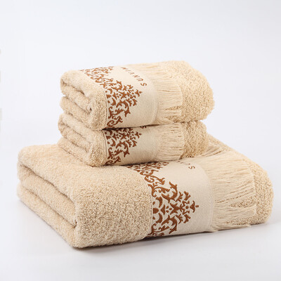 

Vogue Jieyu Cotton Towel Bath Towel Gift Set Soft European Style Tassel Towel * 2 + Tinted with Spike Head Bath Towel * 1 Beige