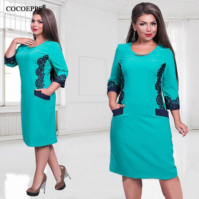 

fashionable office women dresses Large size casual o-neck Long sleeve bodycon Dress 2017 plus size women clothing winter dress