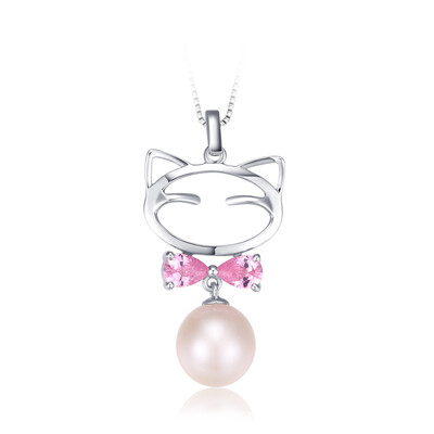

Jing Run Pearl Meow Princess 9-10mm drop-shaped S925 silver inlaid freshwater pearl pendant