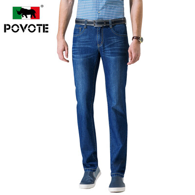 

Paulo rhinoceros (POVOTE) джинсы мужской бизнес случайные прямые тонкие брюки классические молодые джинсы брюки PV6906 синий 29
