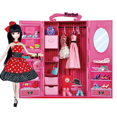 

Kurhn Fashionable little helper wardrobe set doll dressup gift set girl toy birthday gift 10 joint body 3071