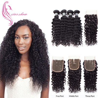 

7A Малайзийская Virgin Hair 4 Bundles With 4x4 Closure Deep Wave Hair Thick and Soft Bundle предлагает высокое качество Очень дешево