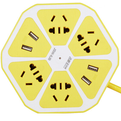 

Jishun (Jishun) JSW-6J 1,8 м 4 Бит 5 отверстий с четырьмя USB смарт гнездо творческий выход фрукты гнездо лимонным желтый стрип розетка удлинителя
