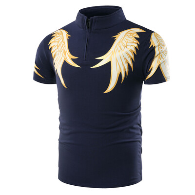 

Men's short sleeved Lapel fashion T-shirts, printed cotton slim, new short sleeved Polo shirt