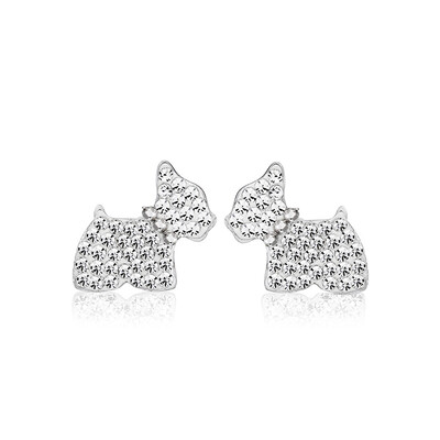 

AGATHA Jiasha 2320253 Diamond amphiprion dog earrings 925 silver female earrings silver