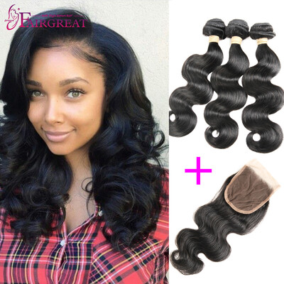 

Brazilian Virgin Hair Body Wave With Closure 3 Bundles Brazilian Body Wave With Closure Fairgreat Hair Products Human Hair Weave