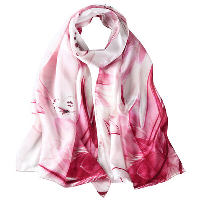

2017 Summer New Fashion Silk Scarf Beach Office Paty Silk Scarves Pure Silk Collarette Women Gifts Vintage Ink Painting Style