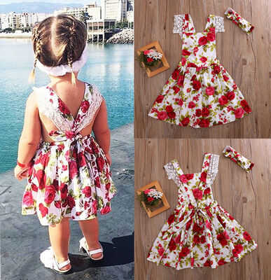 

CANIS@Toddler Kids Girls Lace Flower Dress Summer Sundress Party Dresses