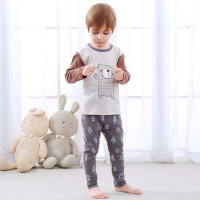 

Xin Song boy cartoon lion home suit suit children pajamas suit L129D blue gray 130