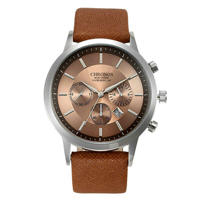 

CHRONOS Men Watch Top Brand Luxury Men Datejust Watch Leather Sport Watches Calendar Male Simple Clock