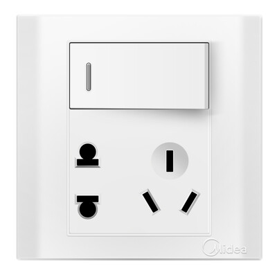 

Midea Midea switch socket 86 type two three with a switch to open a single control five hole socket E03 Ya white