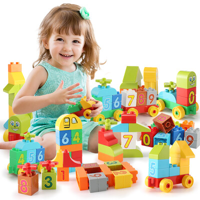 

MING TA (MING TA) 80 цифровой поезд бой блок деревянные детские игрушки трехмерная борьба пластиковые сборка сборный ребенок мальчик детские развивающие игрушки большие бочки