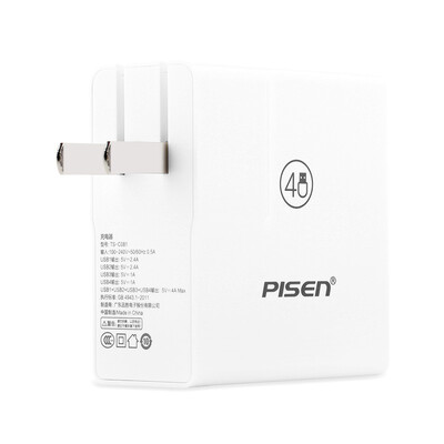 

Pisen 4-портовый USB 4A зарядное устройство Телефон / планшет / зарядное устройство для мобильных устройств / 4-портовая зарядная головка (без кабеля для передачи данных) Apple white