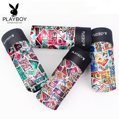 

Playboy men&39s underwear ice silk summer men&39s pants pants waist bottom corner shorts head 4 loaded 5595 color mixing