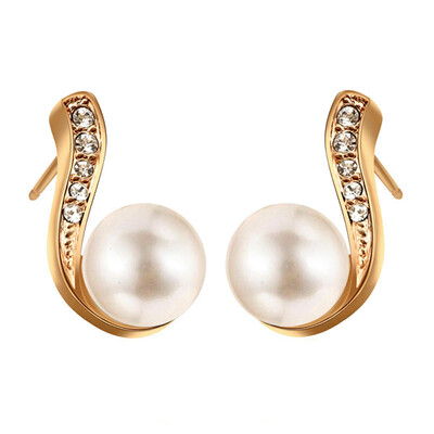 

Yoursfs @ Стад Серьги для женщин Розовое золото Цвет Мода Серьги Лучшие качества CZ Имитированные серьги Перл для подарка дня матери