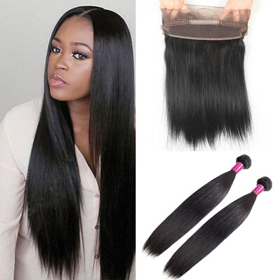 

Malaysia 360 Lace Frontal Closure Natural Hairline Virgin Hair straight 360 Lace Band Frontal Closure with straight Hair
