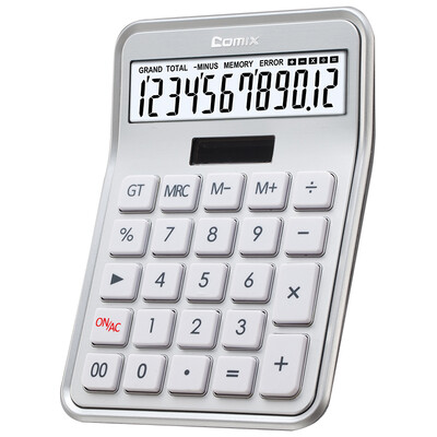 

Qixin COMIX light energy dual power small Taiwan love still calculator elegant silver C-7S