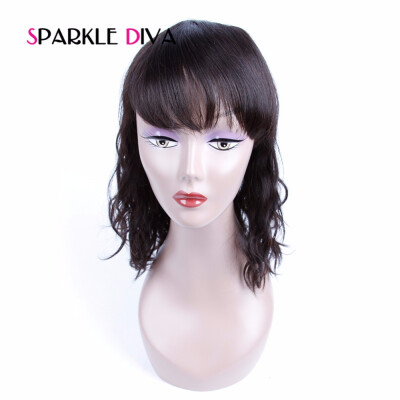 

150% Density  Lace Human Hair Wigs Natural Wave Brazilian Non Remy Hair Pre Plucked With Bangs Baby Hair