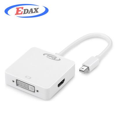 

EDAX Apple 4K Mini DP to HDMI VGA DVI triple converter Mini Displayport lightning interface Mac connected display white E009