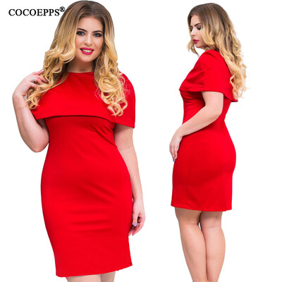 

COCOEPPS fashionable new 2017 Plus Size Summer Women 6XL Ruffled dress mini Bodycon blue Dress Big Large Sizes Lady Vestidos