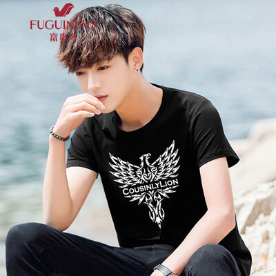 

FUGUINIAO мужская футболка круглый воротник с набивкой животного