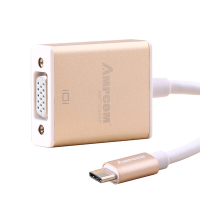 

AMPCOM (AMPCOM) Type-C to VGA high-definition converter cable millet Air Macbook connection TV projector display USB-C 3.1 adapter conversion head gold
