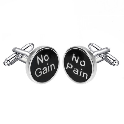 

Yoursfs NO PAIN NO GAIN character Cufflink 1 Pair Retail Free Shipping Promotion